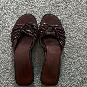 Sesto Meucci Dark Brown Woven Sandals